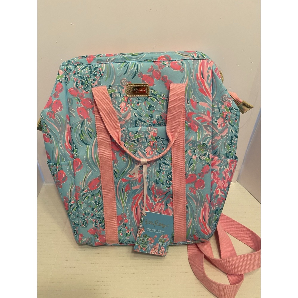 Lilly Pulitzer Backpack Cooler Beach Pool Insulated Lunch Box Pink/Blue NWT